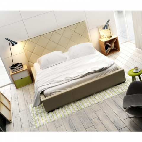 Łóżko QUADDRO CARO NEW DESIGN tapicerowane : Rozmiar - 180x200, Tkanina - Grupa II, Pojemnik - Z pojemnikiem