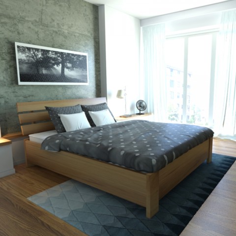 Łóżko HALDEN PLUS EKODOM drewniane : Rozmiar - 180x200, Kolor wybarwienia - Ciemny Orzech