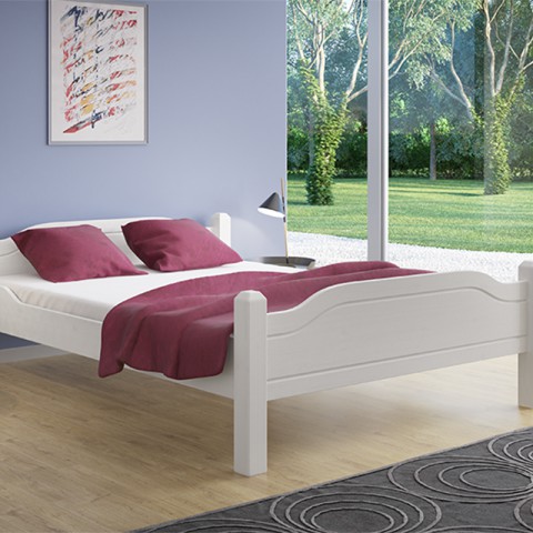 Łóżko LIVA TARTAK MEBLE drewniane : Rozmiar - 160x200, Wybarwienie - Białe