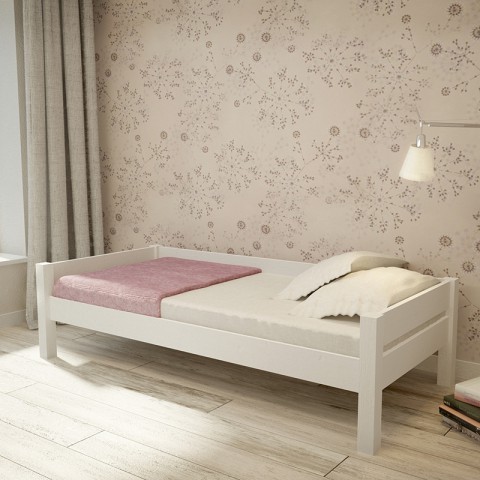 Łóżko LISA TARTAK MEBLE drewniane : Rozmiar - 90x200, Wybarwienie - Białe