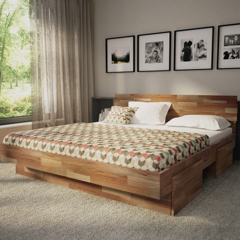 Łóżko TOLEDO TARTAK MEBLE drewniane : Rozmiar - 160x200, Wybarwienie - Dąb olej