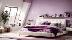 fioletowa sypialnia - aranżacja jasnej sypialni w fioletowym kolorze